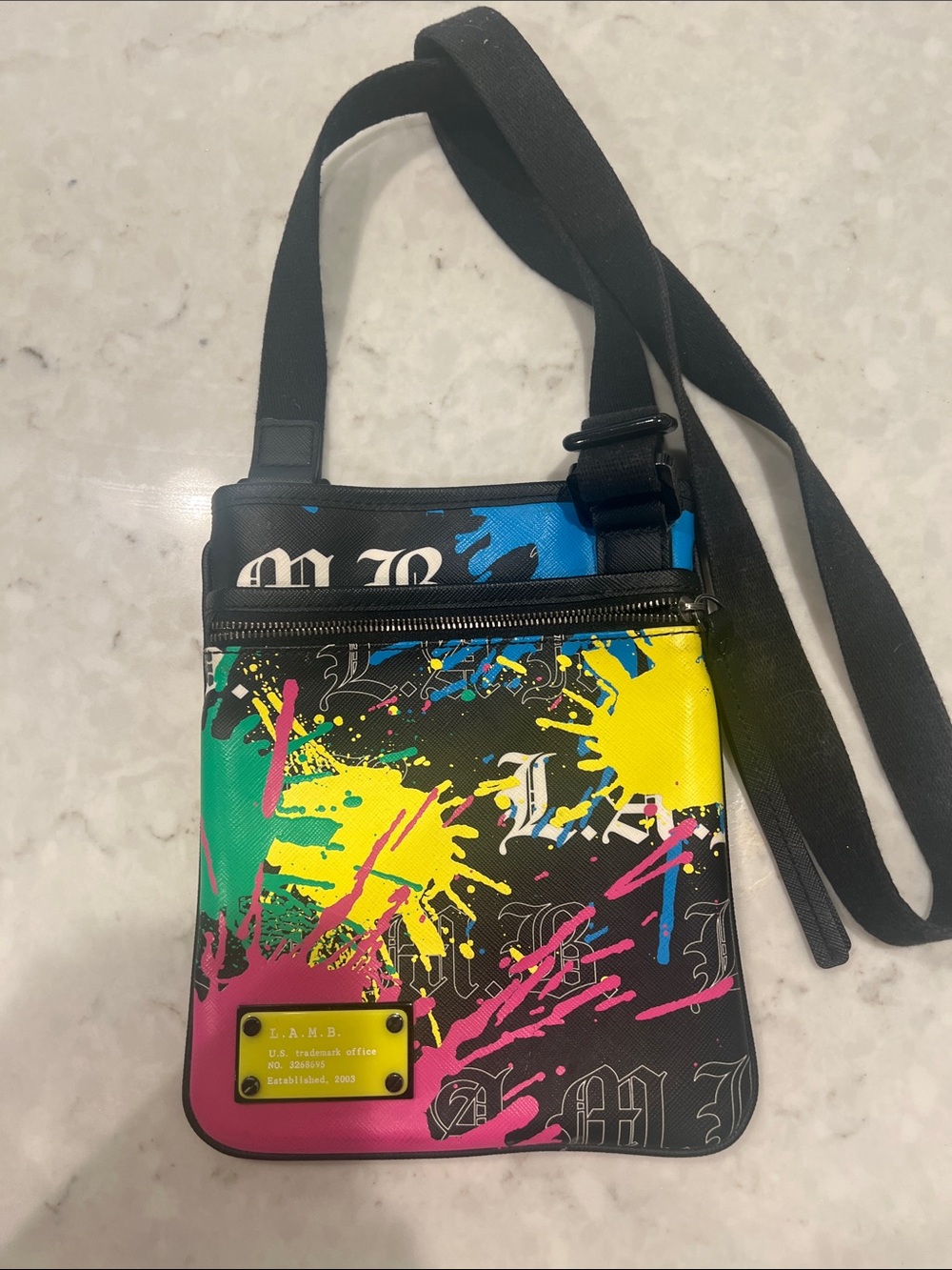 L.A.M.B. Crossbody splatter graphic
Vintage